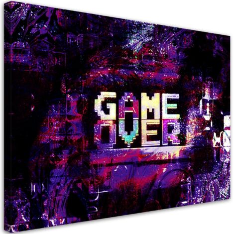 Tableau sur toile, inscription abstraite Game Over - 100x70