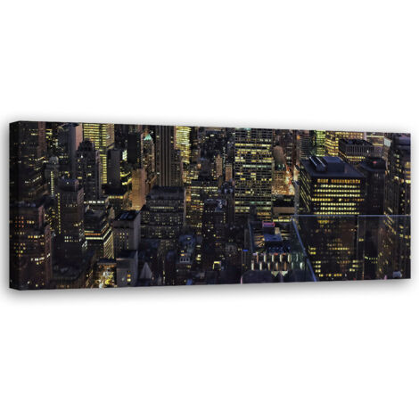 Tableau sur toile La ville la nuit 90x30