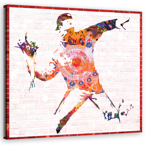 Tableau sur toile Lanceur de fleurs de banksy 50x50