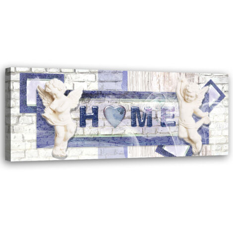 Tableau sur toile Lettre Home bleue 90x30