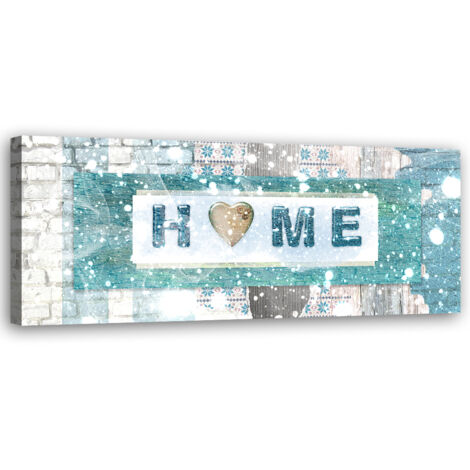 Tableau sur toile Lettre maison turquoise 90x30