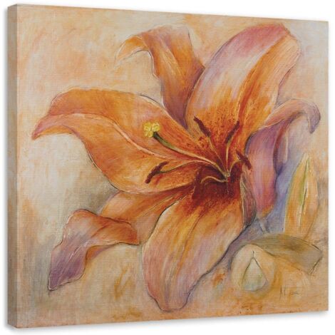 Tableau sur toile Lys Fleurs Orange 60x60