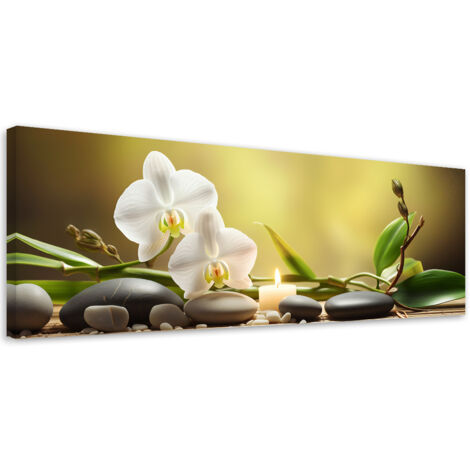Tableau sur toile Motif zen jaune 90x30