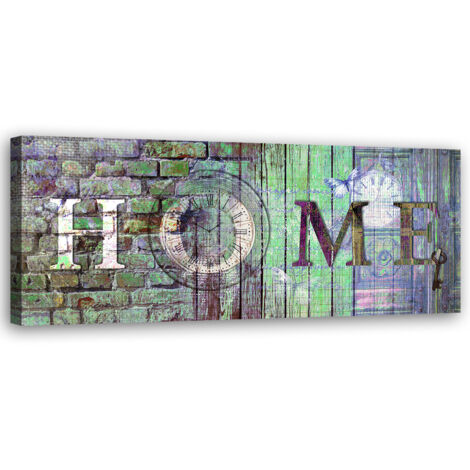Tableau sur toile Mur vert Inscription maison 90x30
