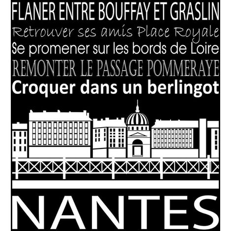 Tableau sur toile Nantes noir 30x30 cm Impression sur Toile