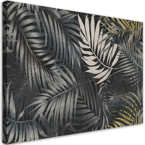 Tableau sur toile Nature des feuilles tropicales sombres 100x70