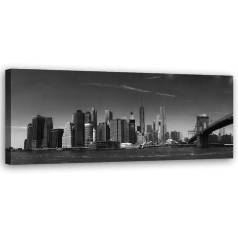 Tableau sur toile New York en noir et blanc 90x30