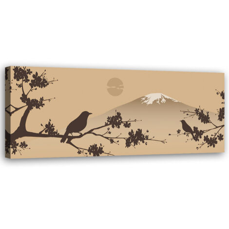 Tableau sur toile Oiseau sur une branche Japon 90x30