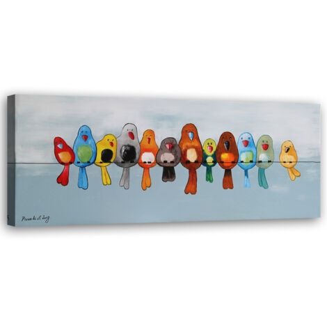 Tableau sur toile Oiseaux colorés 90x30