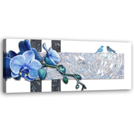 Tableau sur toile Orchidée bleue 90x30