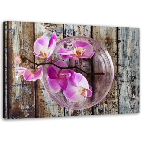 Tableau sur toile Orchidée fleurs bois Spa 90x60