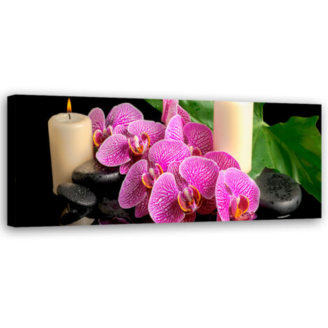 Tableau sur toile Orchidée Orchidée Bougies 90x30