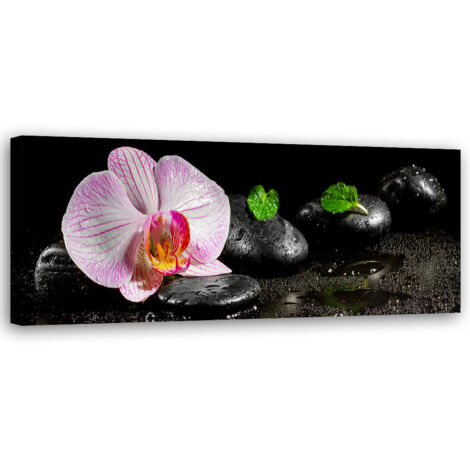 Tableau sur toile Orchidée Zen fleurie 90x30