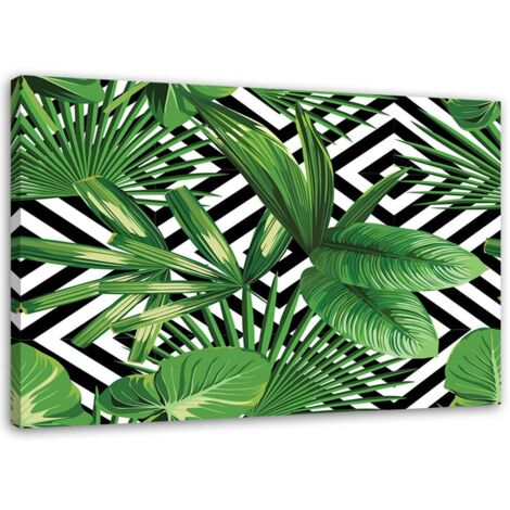Tableau sur toile Palmier Feuilles Géométrique Vert 60x40