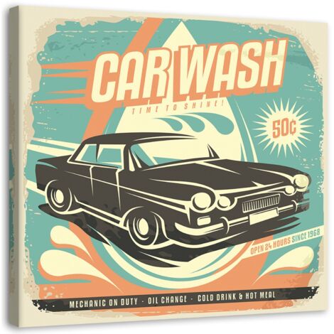 Tableau sur toile Panneau Vintage Car Wash 30x30