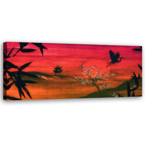 Tableau sur toile Paysage rouge du Japon 90x30