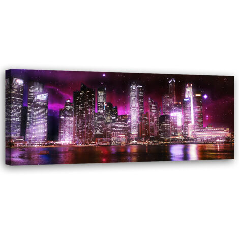 Tableau sur toile Paysage urbain violet 90x30