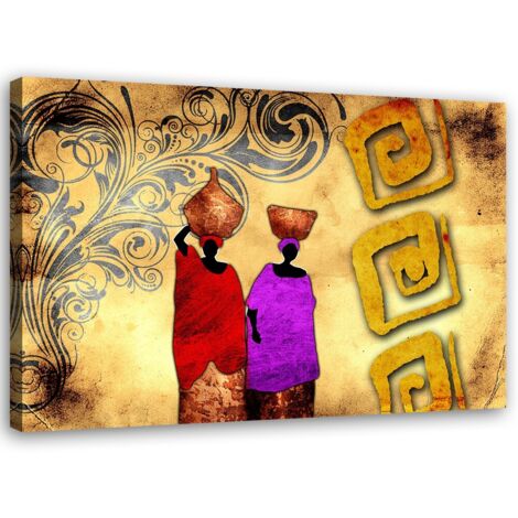 Tableau sur toile Peinture Afrique Femmes colorées 90x60