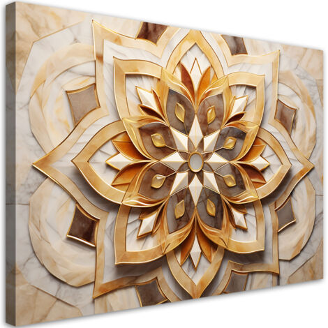 Tableau sur toile Photo de salon - Fleur beige 3d 100x70