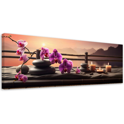 Tableau sur toile Pierres d'orchidées orientales 90x30