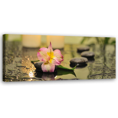 Tableau sur toile Pierres Zen Orchidées 90x30