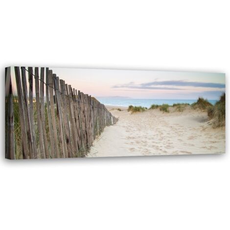 Tableau sur toile Plage Coucher de soleil Panorama 90x30