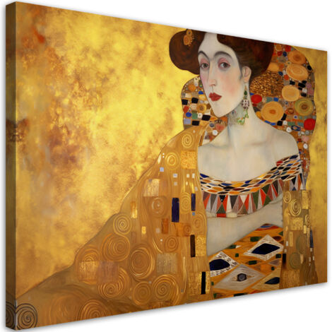 Tableau sur toile Portrait doré d'une femme - G. Klimt 100x70