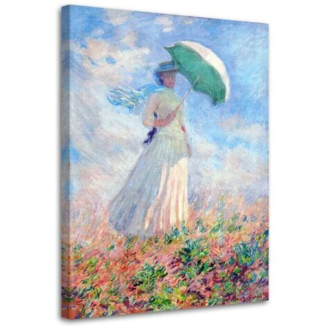 Tableau sur toile REPRODUCTION Femme au parapluie - C.Monet 60x90