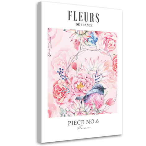 Tableau sur toile Shabby Chic fleurs de pivoine pastel 60x90