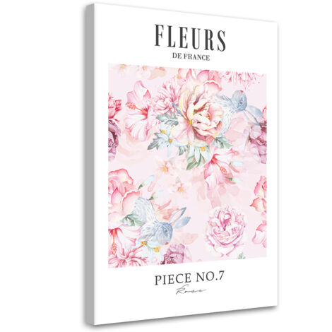 Tableau sur toile Shabby Chic fleurs de pivoine poudrées 40x60