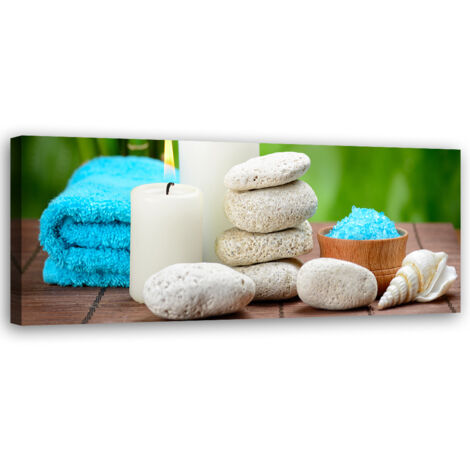 Tableau sur toile Spa zen en bambou 90x30