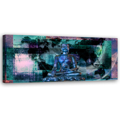 Tableau sur toile Statue de bouddha bleu 90x30