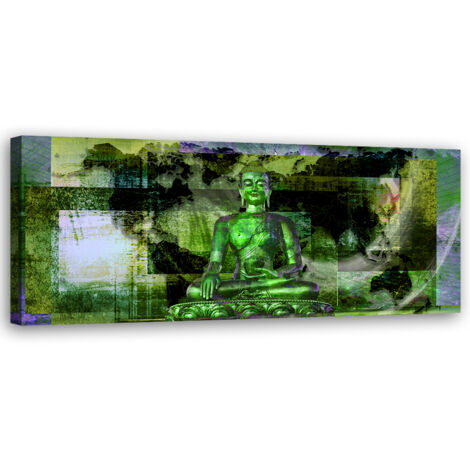 Tableau sur toile Statue de Bouddha verte 90x30