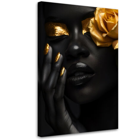 Tableau sur toile Tableau sur toile Femme Rose en or 40x60