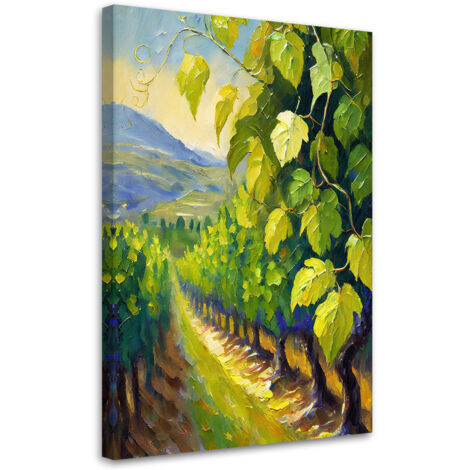 Tableau sur toile Tableau sur toile Feuilles de raisin de vigne peintes 40x60