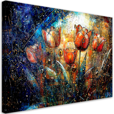 Tableau sur toile Tableau sur toile Fleurs abstraites colorées 90x60