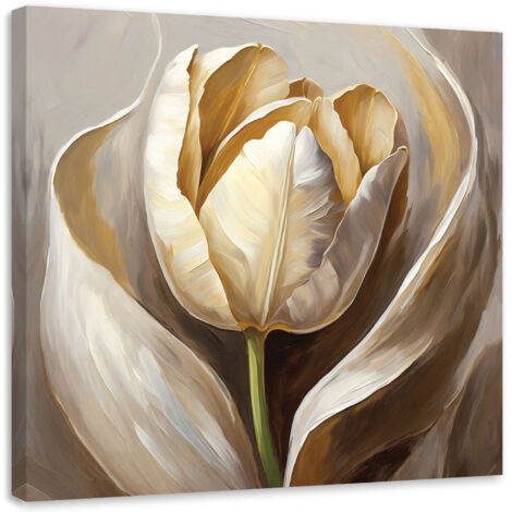 Tableau sur toile Tableau sur toile Fleurs de tulipes peintes à la main 50x50