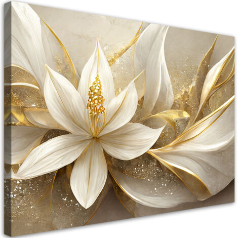Tableau sur toile Tableau sur toile Fleurs d'or glamour 3D 90x60