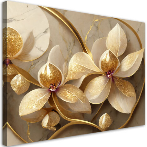 Tableau sur toile Tableau sur toile Fleurs glamour or 100x70