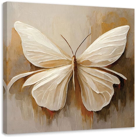 Tableau sur toile Tableau sur toile Papillon peint beige 50x50