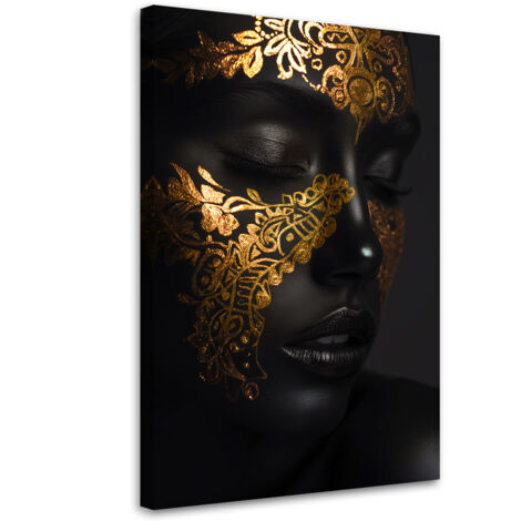 Tableau sur toile Tableau sur toile Visage de femme en or 70x100