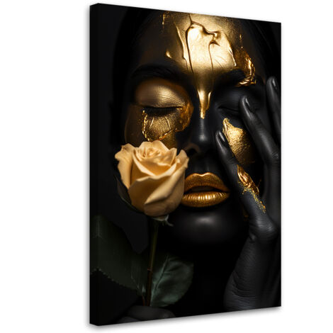Tableau sur toile Tableau sur toile Visage en or d'une femme Glamour 70x100