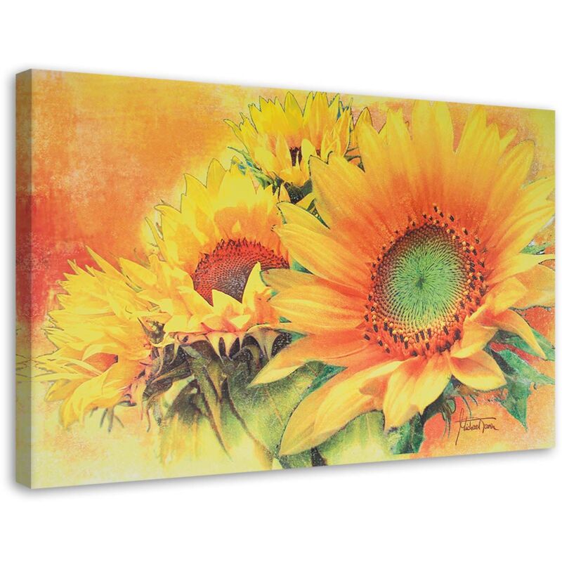 Tableau sur toile, Tournesols, peint à la main - 90x60