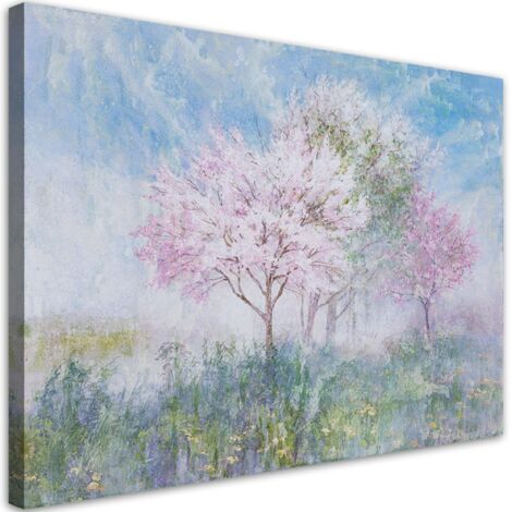 Tableau sur toile Un arbre à fleurs dans la prairie 60x40