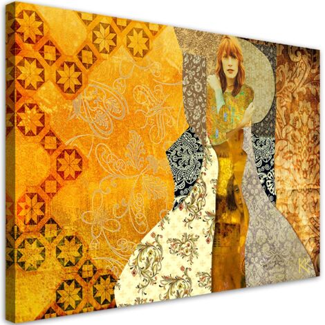 Tableau sur toile Une femme sur fond décorative 60x40