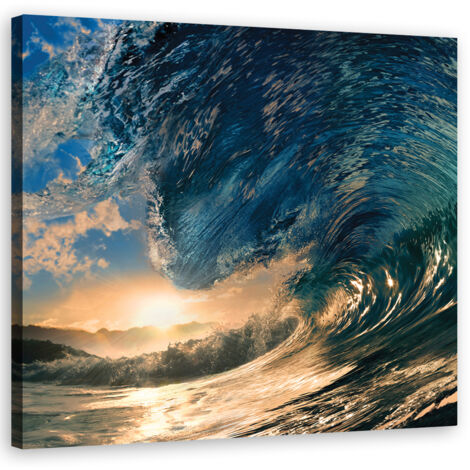 Tableau sur toile Vague Mer Coucher de soleil 60x60