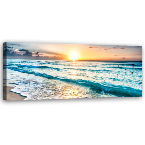 Tableau sur toile Vagues sur la plage 90x30