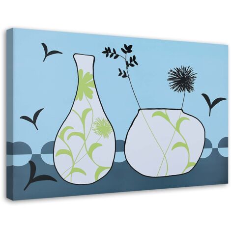 Tableau sur toile Vase Fleur Bleu 100x70