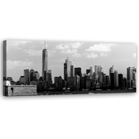 Tableau sur toile Ville en noir et blanc 90x30