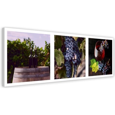 Tableau sur toile Vin Raisin Vignoble 90x30
